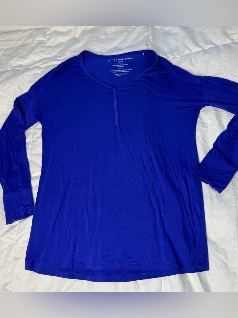 Women’s Little Bum Bums Royal Blue Long Sleeve Bamboo Pajama Too Shirt Sz M